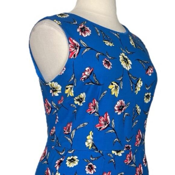 Lands’ End Dress Ponte Knit Sheath Shift Pockets Blue Pink Floral Women Size 18 - Picture 7 of 12